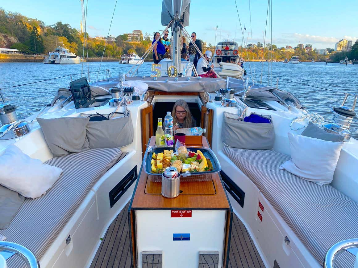 Sailing in Moreton Bay on a private yacht charter on Curlew Escape, Moreton Bay, Brisbane.