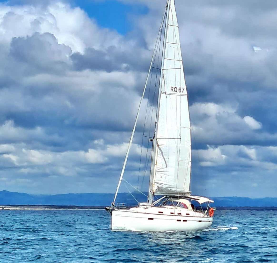 Yacht under sail on a private yacht charter on Curlew Escape, Moreton Bay, Brisbane.