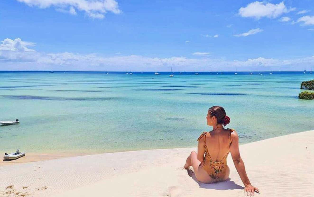 Masa, a charter guest enjoying The Sandhills, Moreton Island