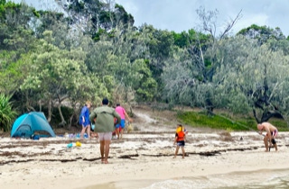 Fishing and chilling at Frisbee at Horseshoe Bay, Peel Island