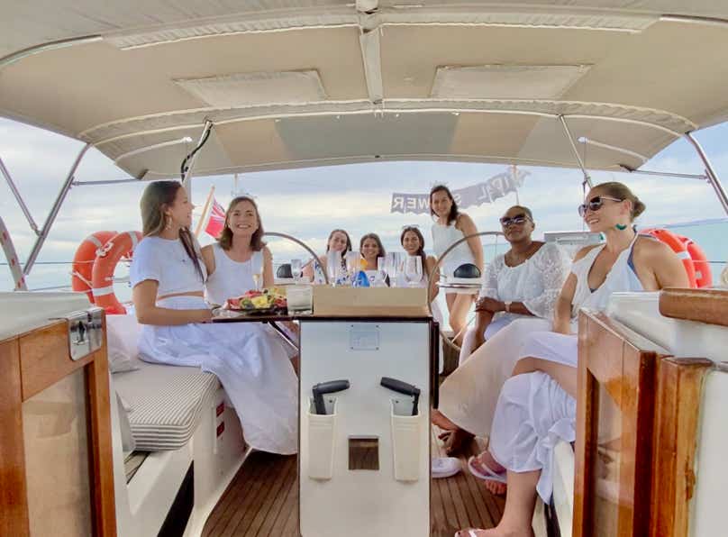 Hens party on a private yacht charter, Moreton Bay, Brisbane.