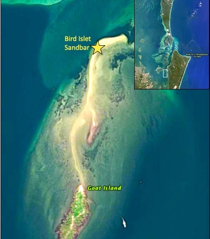 Map of Bird Island Sandbar, Moreton Bay, Brisbane.