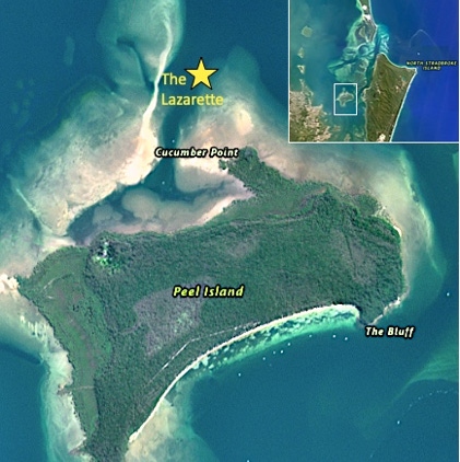 Map of the Lazarette private yacht charter destination, Peel Island